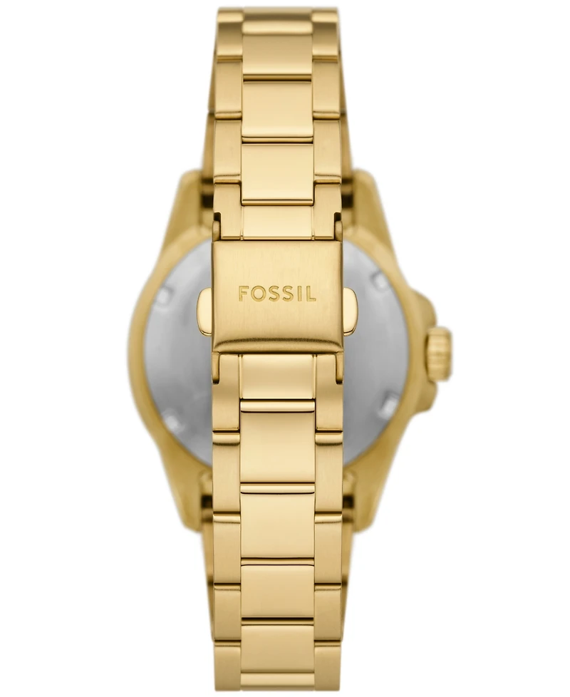 Fossil Women's Blue Dive Three-Hand Gold-Tone Stainless Steel Watch 36mm