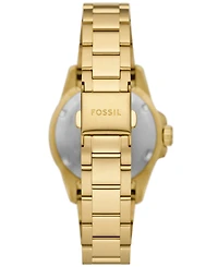 Fossil Women's Blue Dive Three-Hand Gold-Tone Stainless Steel Watch 36mm