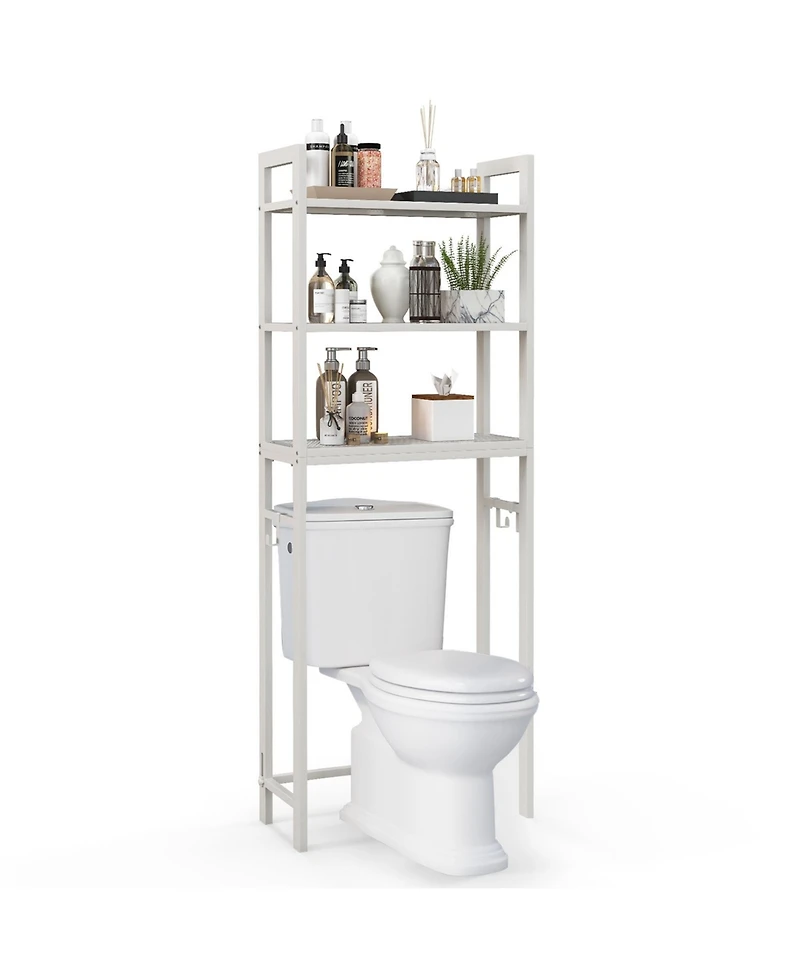 Costway Over-The-Toilet Storage Shelf Space Saving Metal Bathroom Organizer Hooks