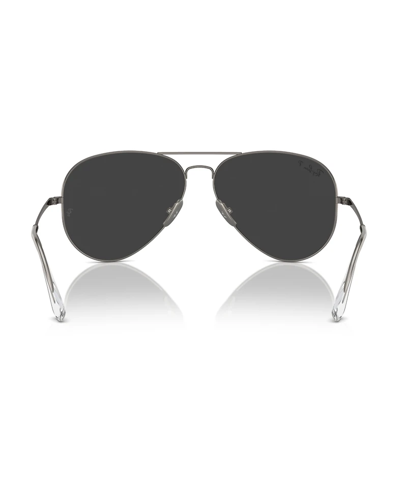 Ray-Ban Unisex Polarized Sunglasses, Aviator Titanium Rb8089
