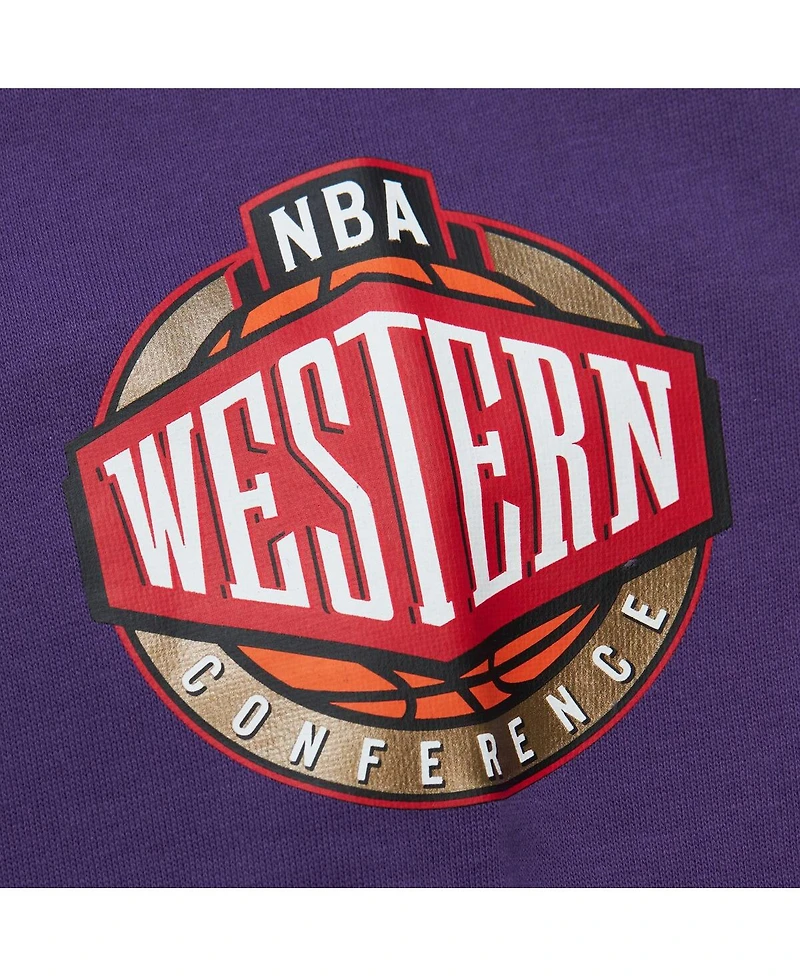 Men's Mitchell & Ness Purple Los Angeles Lakers Hardwood Classics There and Back Pullover Sweatshirt