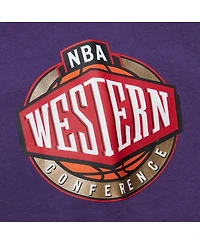 Men's Mitchell & Ness Purple Los Angeles Lakers Hardwood Classics There and Back Pullover Sweatshirt