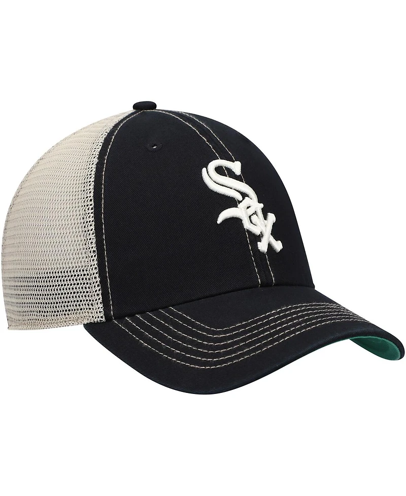 Men's '47 Brand Black Chicago White Sox Trawler Clean Up Trucker Snapback Hat