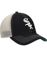 Men's '47 Brand Black Chicago White Sox Trawler Clean Up Trucker Snapback Hat