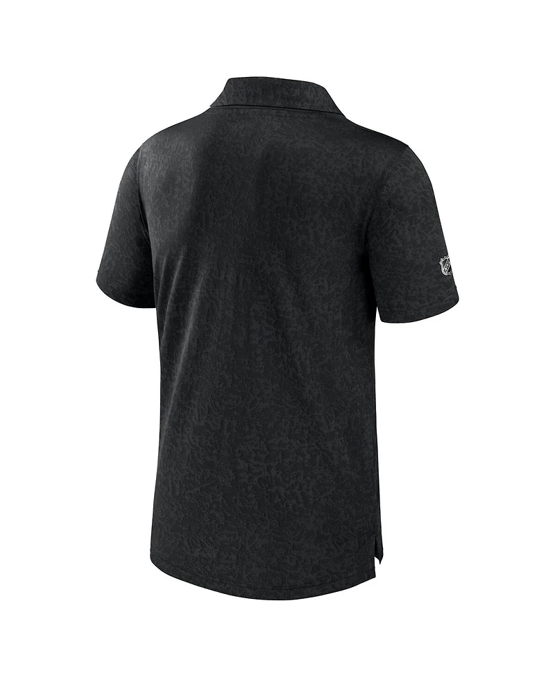 Men's Fanatics Black Minnesota Wild Authentic Pro Jacquard Polo Shirt