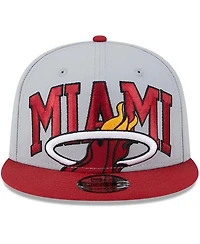 Men's New Era Gray, Red Miami Heat Tip-Off Two-Tone 9FIFTY Snapback Hat