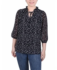 Ny Collection Women's 3/4 Sleeve Chiffon Blouse