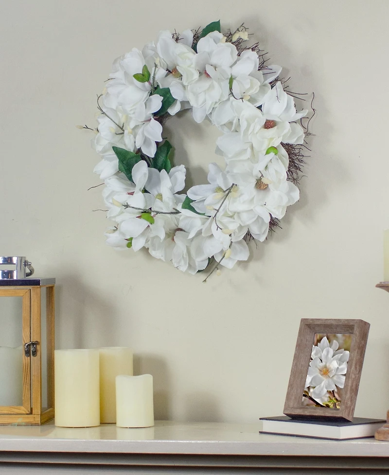 Northlight Magnolias Artificial Spring Wreath - 24" Unlit