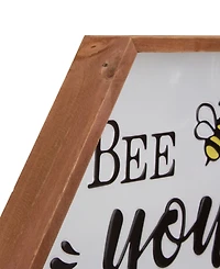 Northlight 16" Wooden Framed "Bee Yourself" Metal Sign Spring Wall or Tabletop Decor