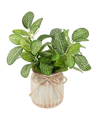 Northlight 8" Reticulated Artificial Spring Foliage in Ceramic Pot