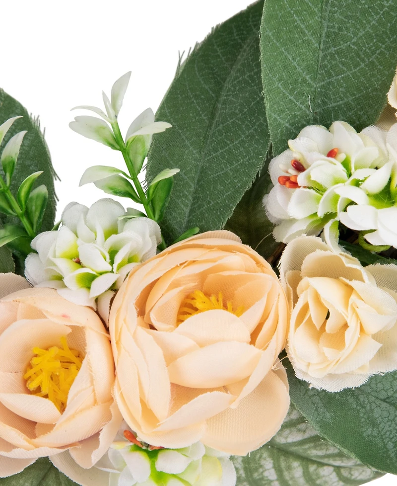 Northlight 14" Mini Peach Rose Half Floral Spring Wreath