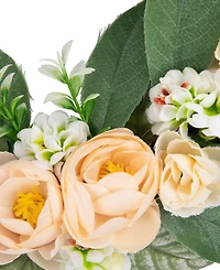 Northlight 14" Mini Peach Rose Half Floral Spring Wreath