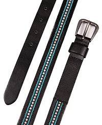 Lucky Brand Turquoise Beaded Stripe Leather Belt