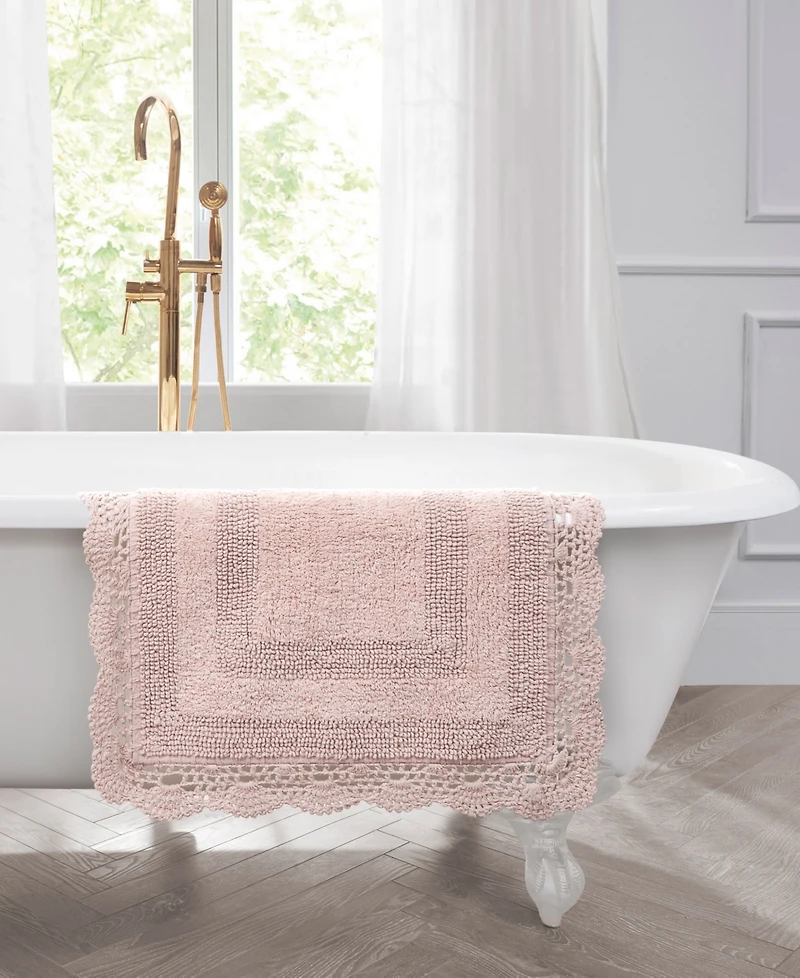 Laura Ashley Crochet Reversible Cotton Bath Rug, 17" x 24"