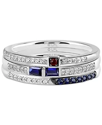 Star Wars Wonder Fine Jewelry 3-pc. Set Sapphire (1/3 ct. t.w.), Garnet Accent, & Diamond (1/6 ct. t.w.) Star Wars R2D2 Inspired Rings in Sterling Sil