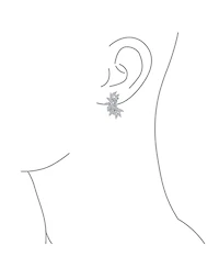 Bling Jewelry Elegant Classic Teardrop Shape Ear Crawler Clusters Cubic Zirconia Cz Leaf Clip On Earrings Prom Formal Party