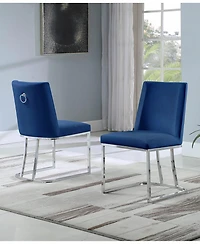 Best Quality Furniture 24" L x 19" W 34" H Velvet Upholstered Side Chairs with Chrome Legs, Set of 2