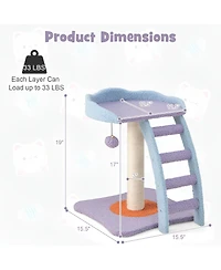 Sugift 19 Inch Mohair Plush Cat Tree with Ladder and Jingling Ball