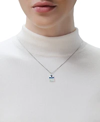 Star Wars Wonder Fine Jewelry Mother of Pearl, Sapphire, Garnet, & Diamond Accent R2D2 18" Pendant Necklace in Sterling Silver