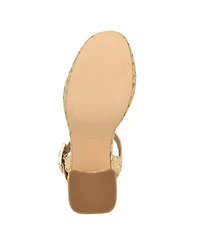 Nine West Women's Jolane Block Heel Round Toe Dress Sandals - Light Natural, Gold