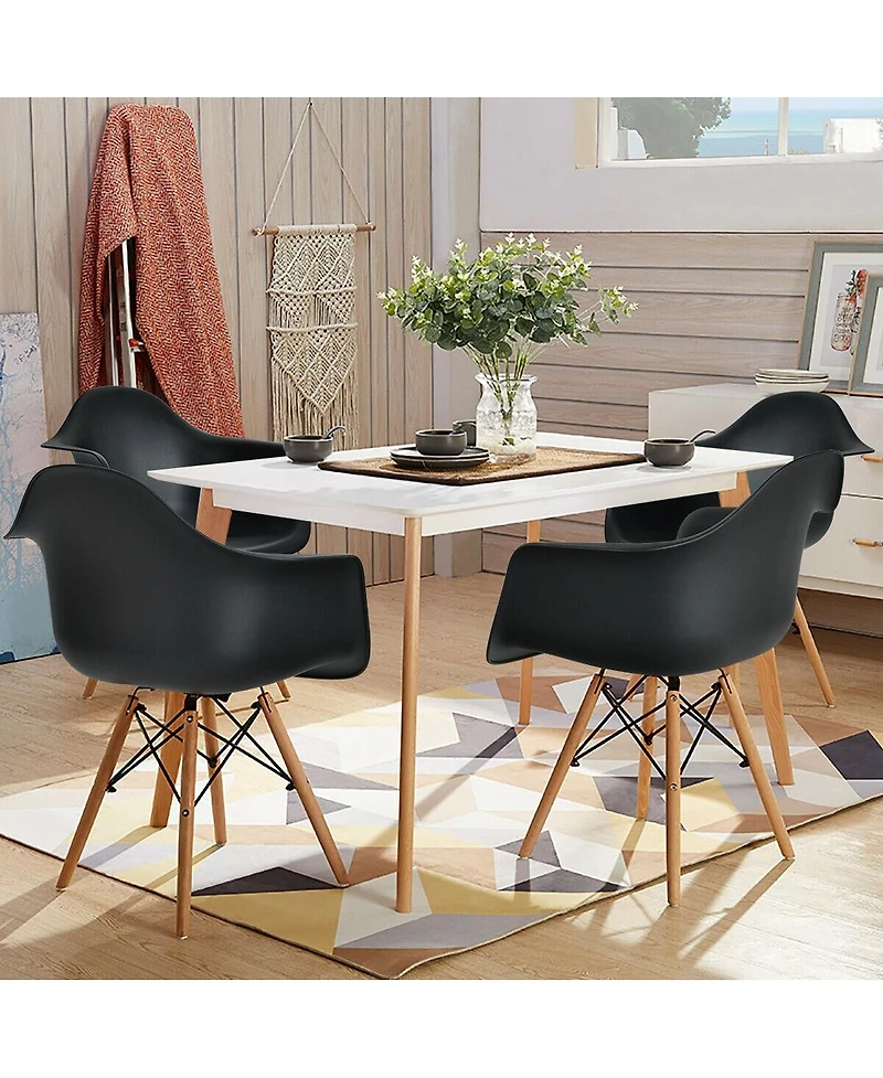 Set of 2 Mid-Century Modern Molded Dining Arm Side Chairs