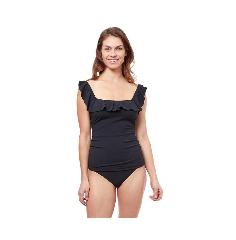 Profile by Gottex Women's Tutti Frutti square neck ruffle tankini swim top