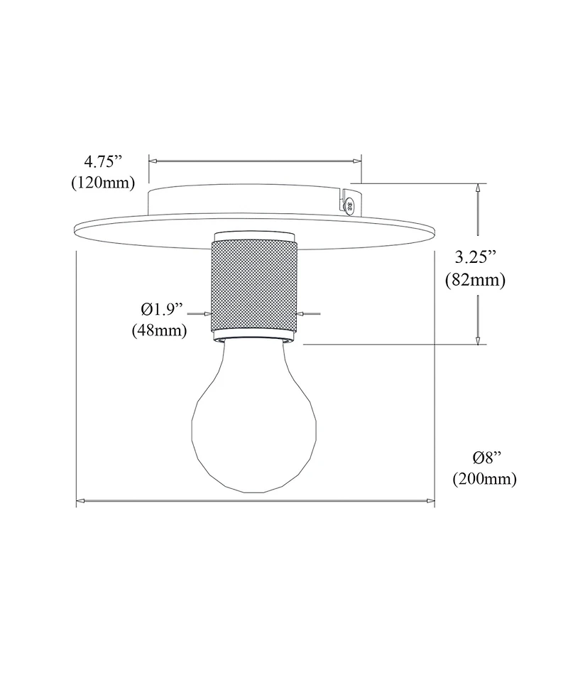 Dainolite 3.5" Metal Roswell 1 Light Medium Flush Mount