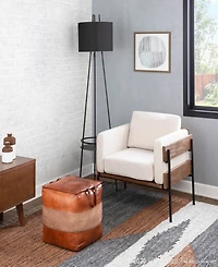 Cobbler Industrial Pouf Leather and Canvas by Lumisource
