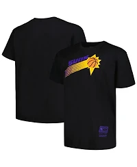 Men's Mitchell & Ness Black Distressed Phoenix Suns Big and Tall Hardwood Classics Vintage-Like Logo T-shirt