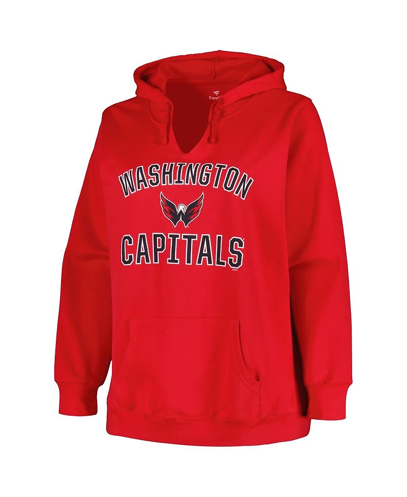 Women's Profile Red Washington Capitals Plus Arch Over Logo Pullover Hoodie