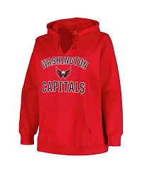 Women's Profile Red Washington Capitals Plus Arch Over Logo Pullover Hoodie