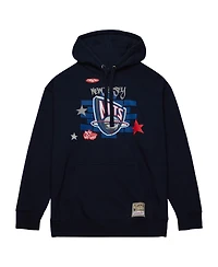 Men's Mitchell & Ness x Tats Cru Navy New Jersey Nets Hardwood Classics Brick Pullover Hoodie