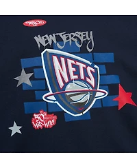 Men's Mitchell & Ness x Tats Cru Navy New Jersey Nets Hardwood Classics Brick Pullover Hoodie