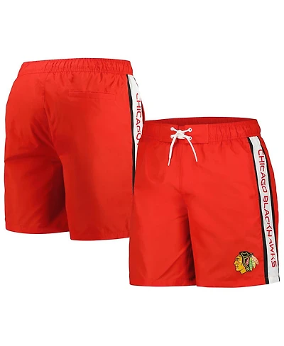 Men's G-iii Sports by Carl Banks Red Chicago Blackhawks Streamline Volley Swim Trunks