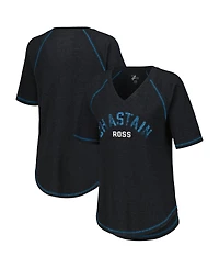 Women's G-iii 4Her by Carl Banks Black Distressed Ross Chastain Ball Chase Tri-Blend Thermal Raglan Top