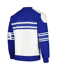Men's Starter White Toronto Maple Leafs Defense Fleece Crewneck Pullover Sweatshirt