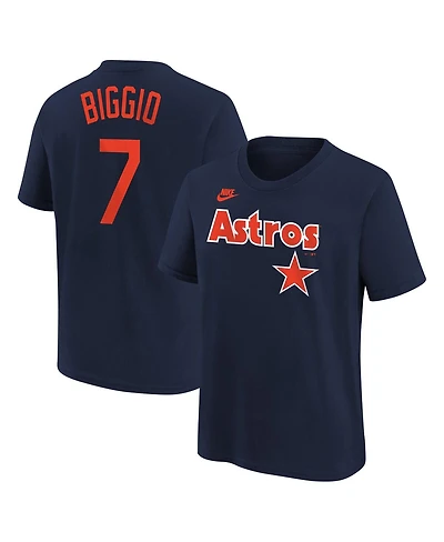 Big Boys Nike Craig Biggio Navy Distressed Houston Astros Cooperstown Collection Name and Number T-shirt