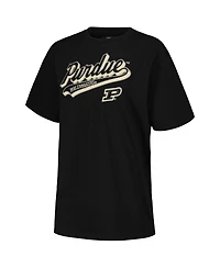 Women's Pro Standard Black Purdue Boilermakers Script Tail Oversized Boyfriend T-shirt