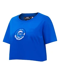 Women's Pro Standard Royal Chicago Cubs Painted Sky Boxy Cropped T-shirt