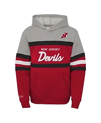 Big Boys and Girls Mitchell & Ness Red New Jersey Devils Head Coach Pullover Hoodie