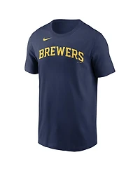 Men's Nike Joey Wiemer Navy Milwaukee Brewers Name and Number T-shirt