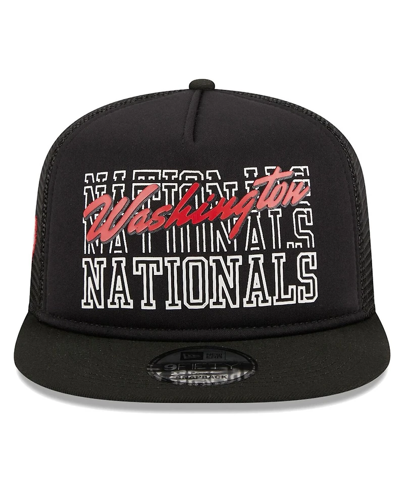 Men's New Era Black Washington Nationals Street Team A-Frame Trucker 9FIFTY Snapback Hat
