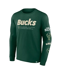 Men's Fanatics Hunter Green Milwaukee Bucks Baseline Long Sleeve T-shirt