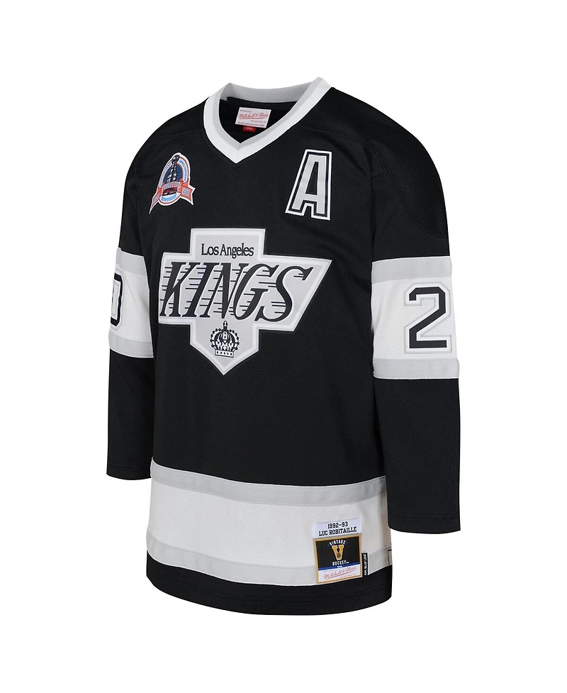 Big Boys Mitchell & Ness Luc Robitaille Black Los Angeles Kings 1992 Blue Line Player Jersey