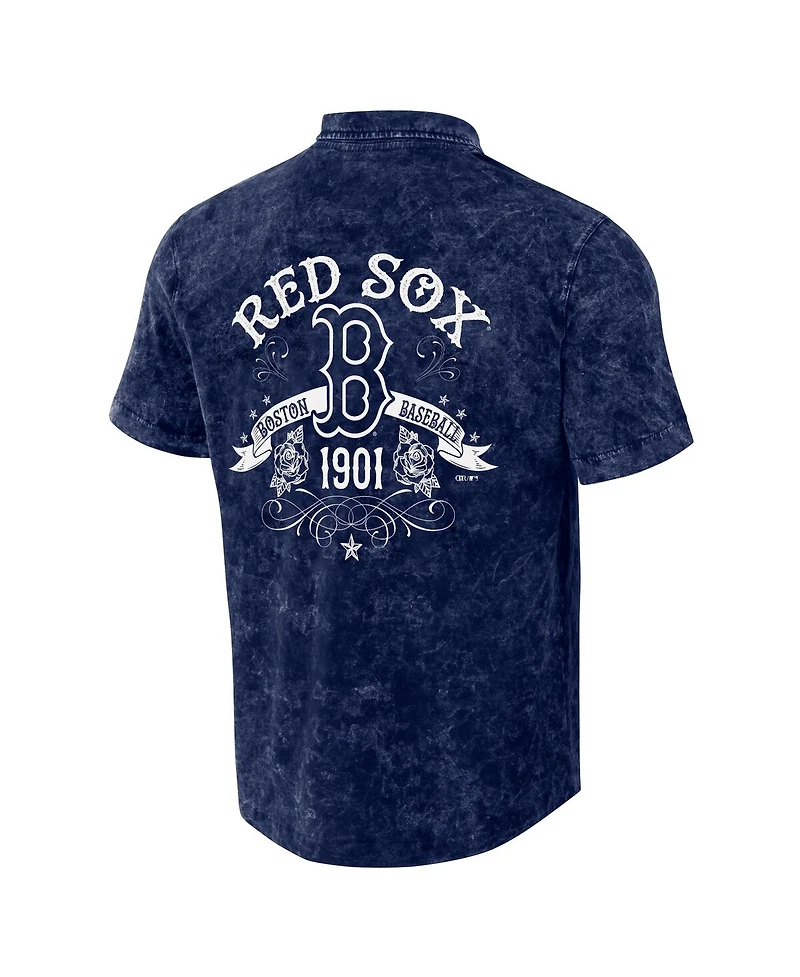 Men's Darius Rucker Collection by Fanatics Navy Distressed Boston Red Sox Denim Team Color Button-Up Shirt