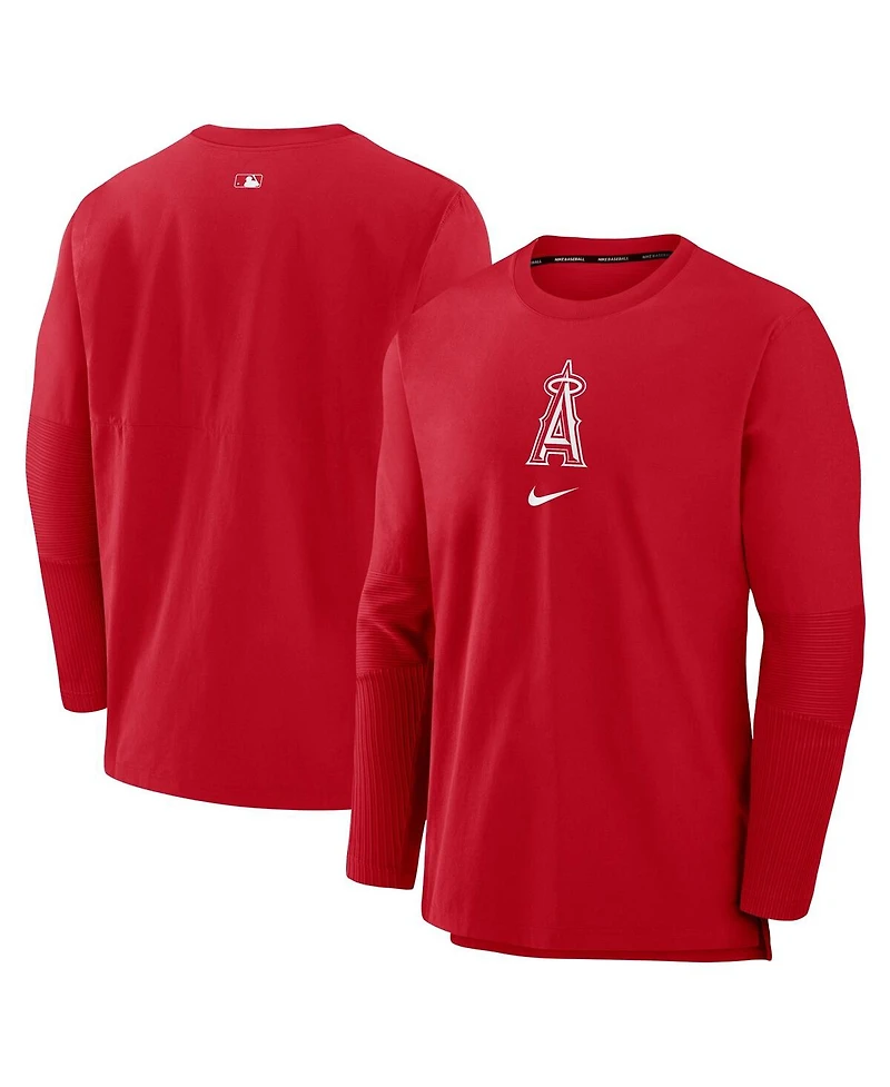 Men's Nike Red Los Angeles Angels Authentic Collection Player Performance Pullover Sweatshirt