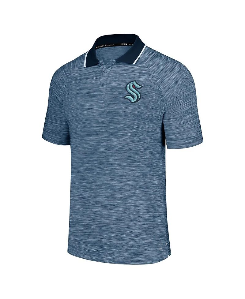 Men's Msx by Michael Strahan Deep Sea Blue Seattle Kraken Strategy Raglan Polo Shirt