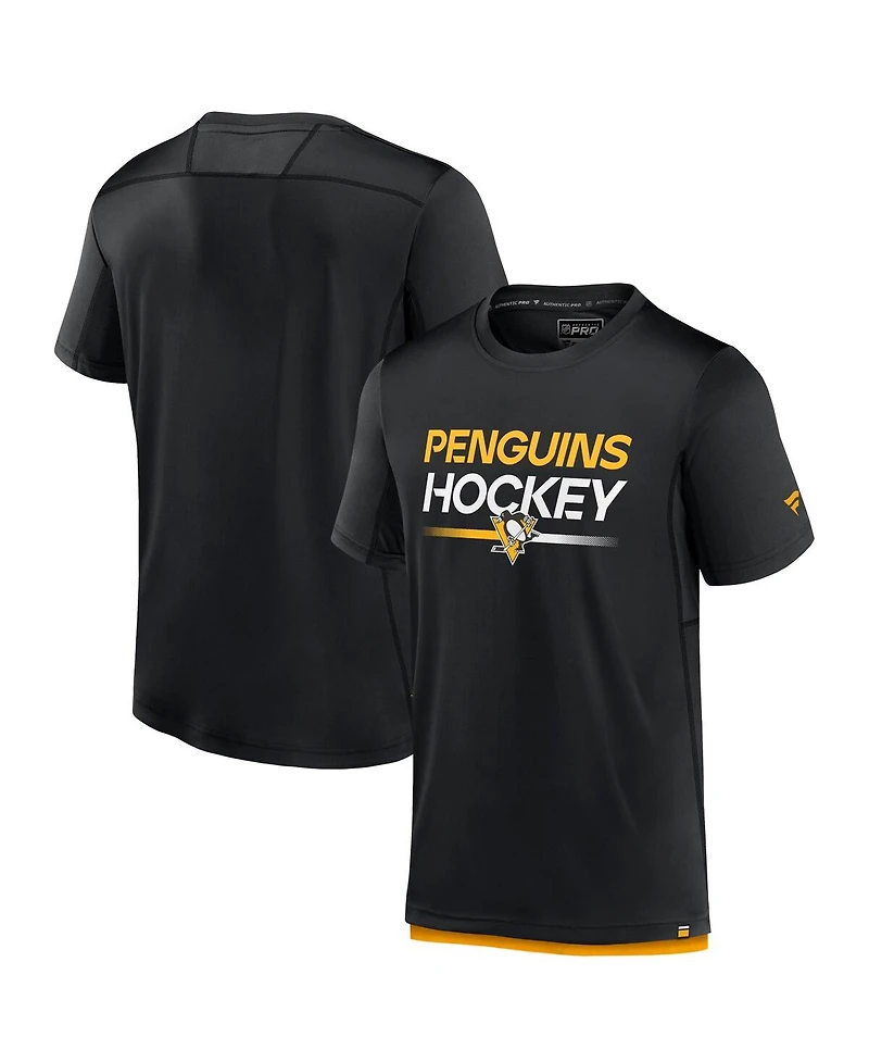Men's Fanatics Black Pittsburgh Penguins Authentic Pro Tech T-shirt