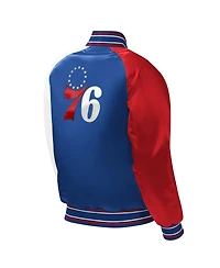 Big Boys Starter Royal Philadelphia 76ers Raglan Full-Snap Varsity Jacket
