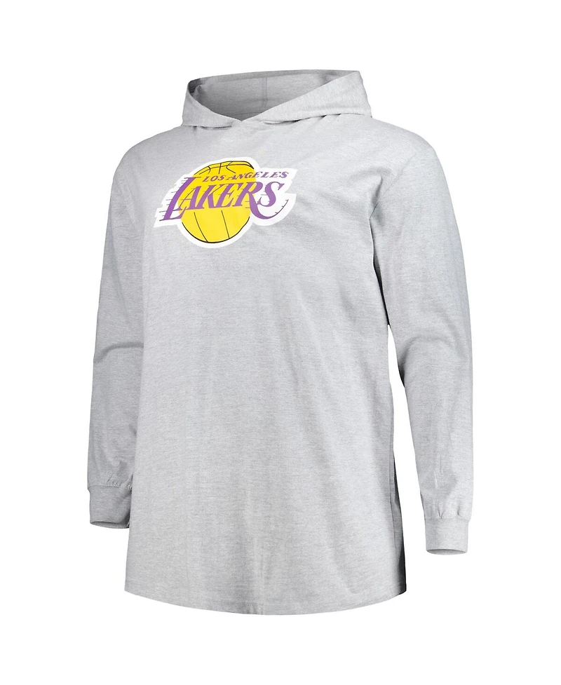 Men's Fanatics Heather Gray Los Angeles Lakers Big and Tall Pullover Hoodie